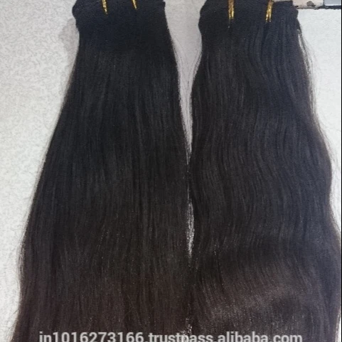 Unprocessed Indian Remy Natural Virgin Human Hair Extensions 8"-30" Length Straight Wavy Curly Machine Double Weft Hair