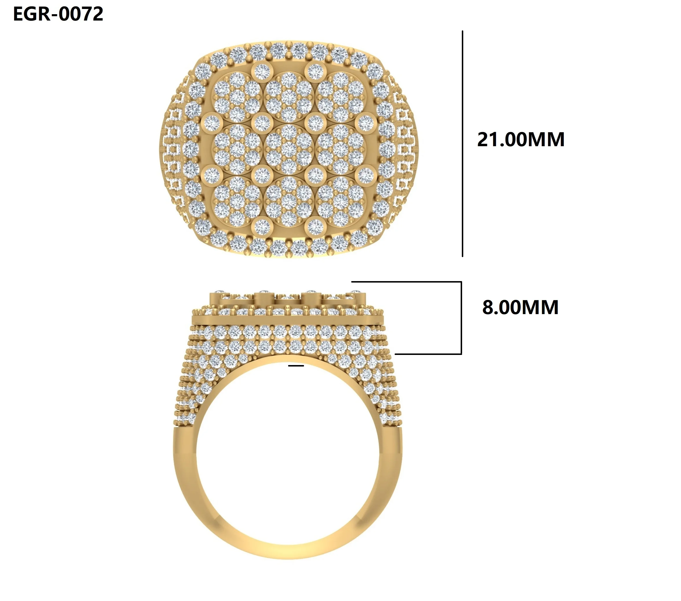 5.12ct Designer Hip-Hop Style Diamond Ring for Men in 14kt Gold