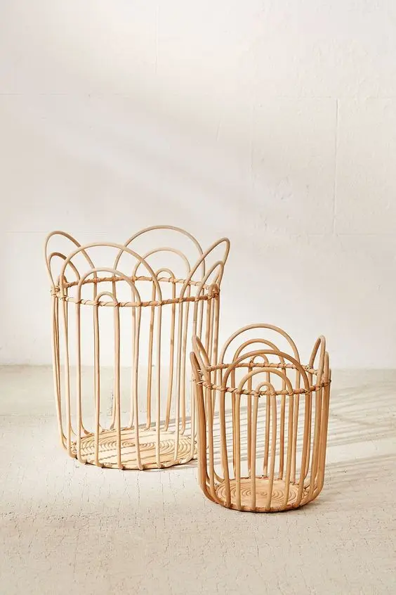 100 Rattan Cane bing Basket Open Woven Rattan Laundry Basket Viet