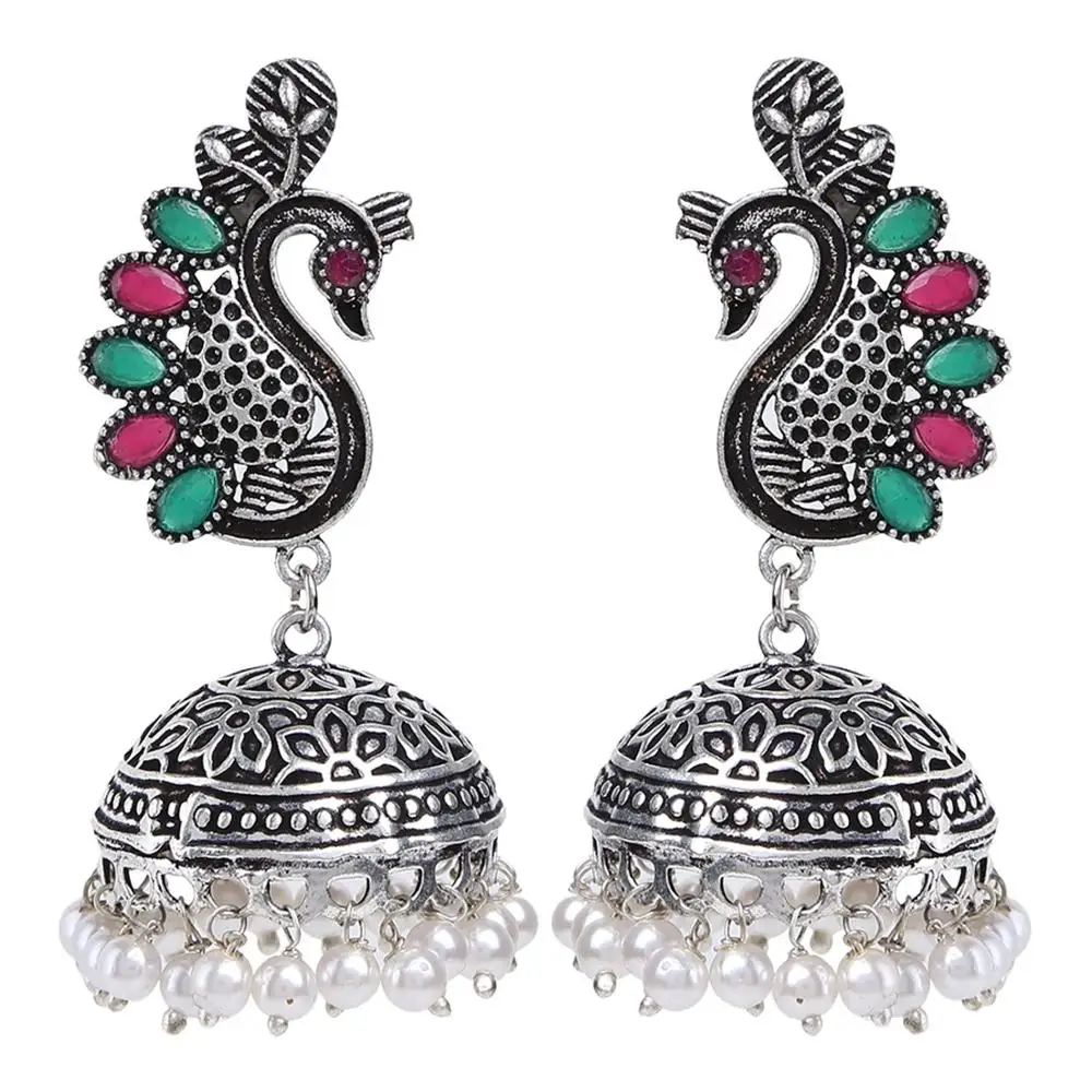 Indian Women Vintage Boho Silver Oxidised Traditional Dangle and Drop Earrings