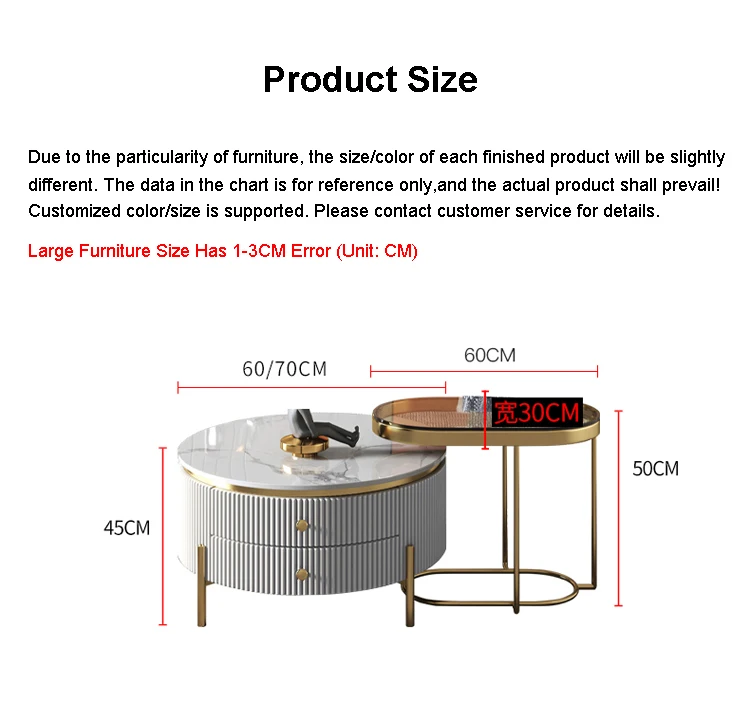 Wholesale modern big round coffee tables and end tables metal side table for house living room furniture
