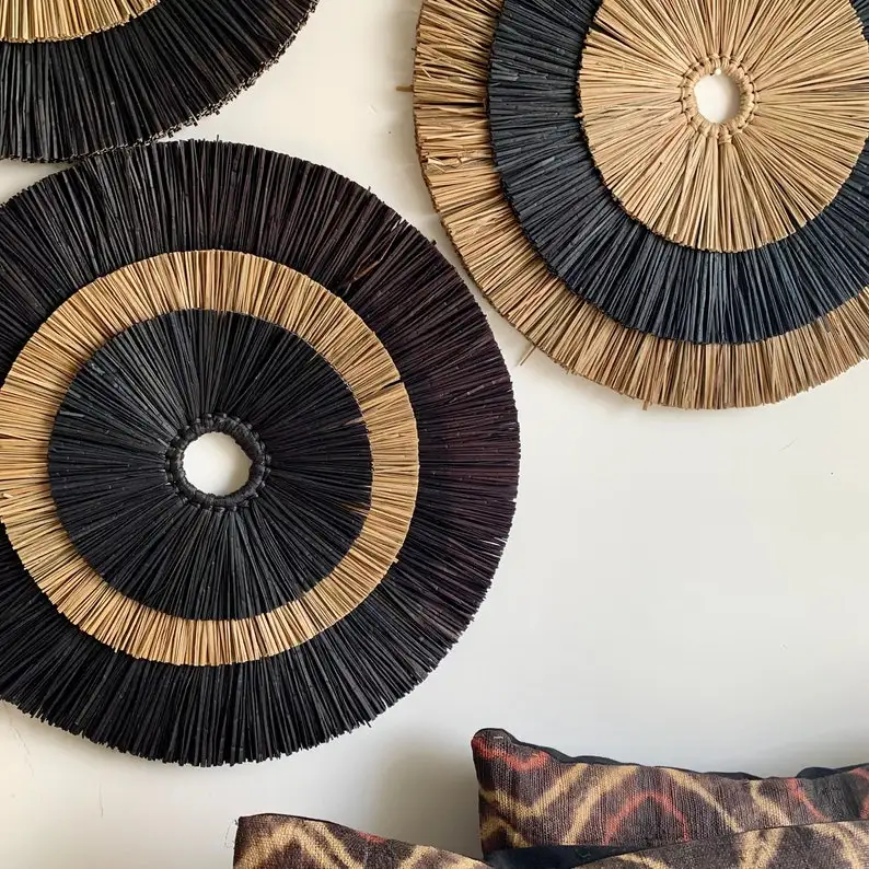High Quality Pretty Rounded Wall Decoration Seagrass Wall Decor Straw