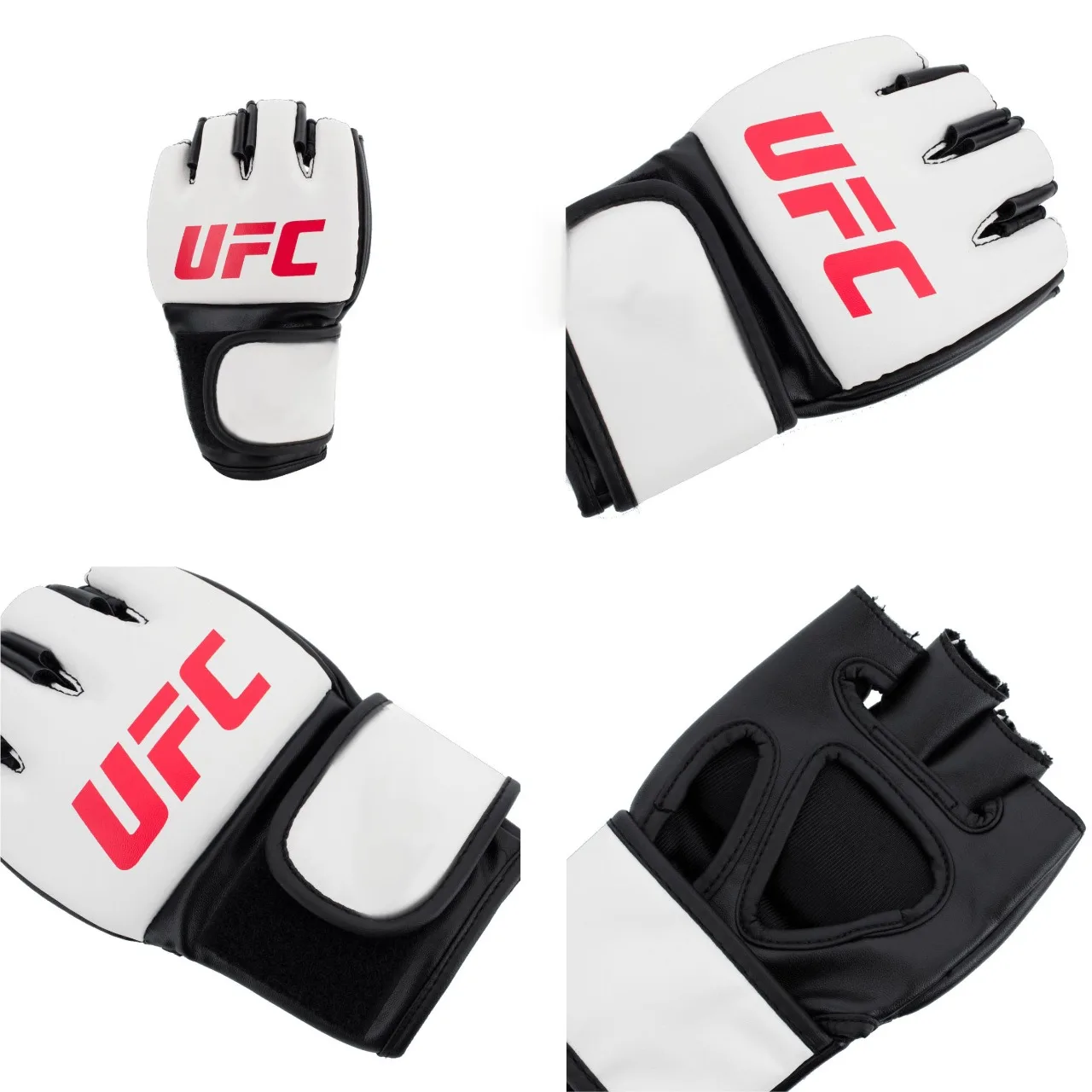 Ufc Gloves Black Mma Half Finger Sparring Grappling Gloves Pu Leather