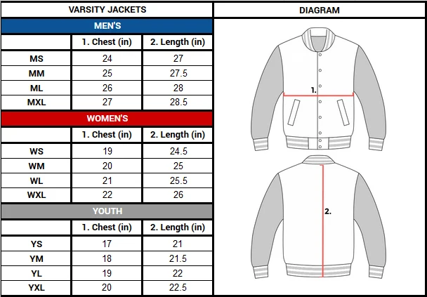 Sizing Guide - LetterCustom® Custom Varsity Apparel