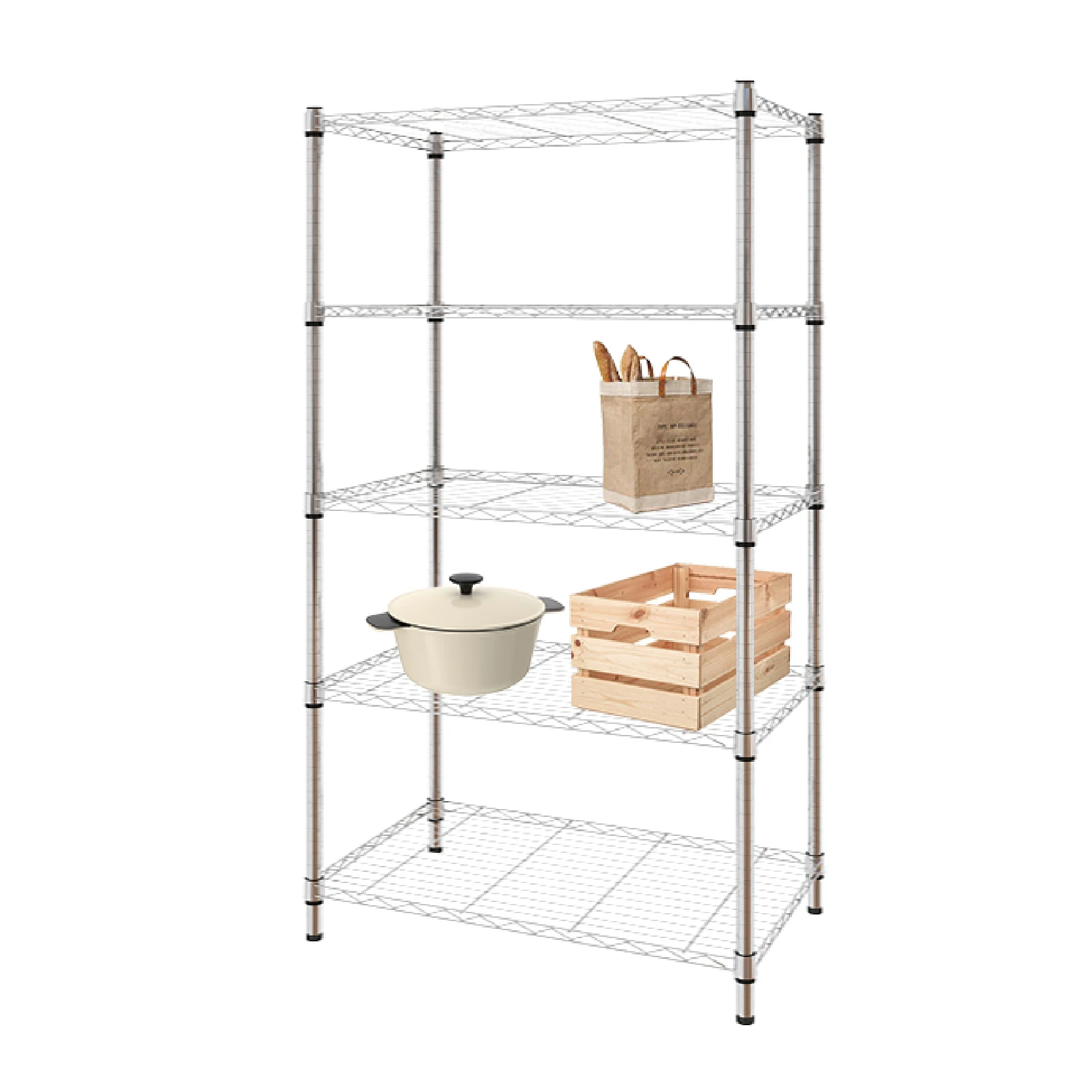 white wire storage shelves