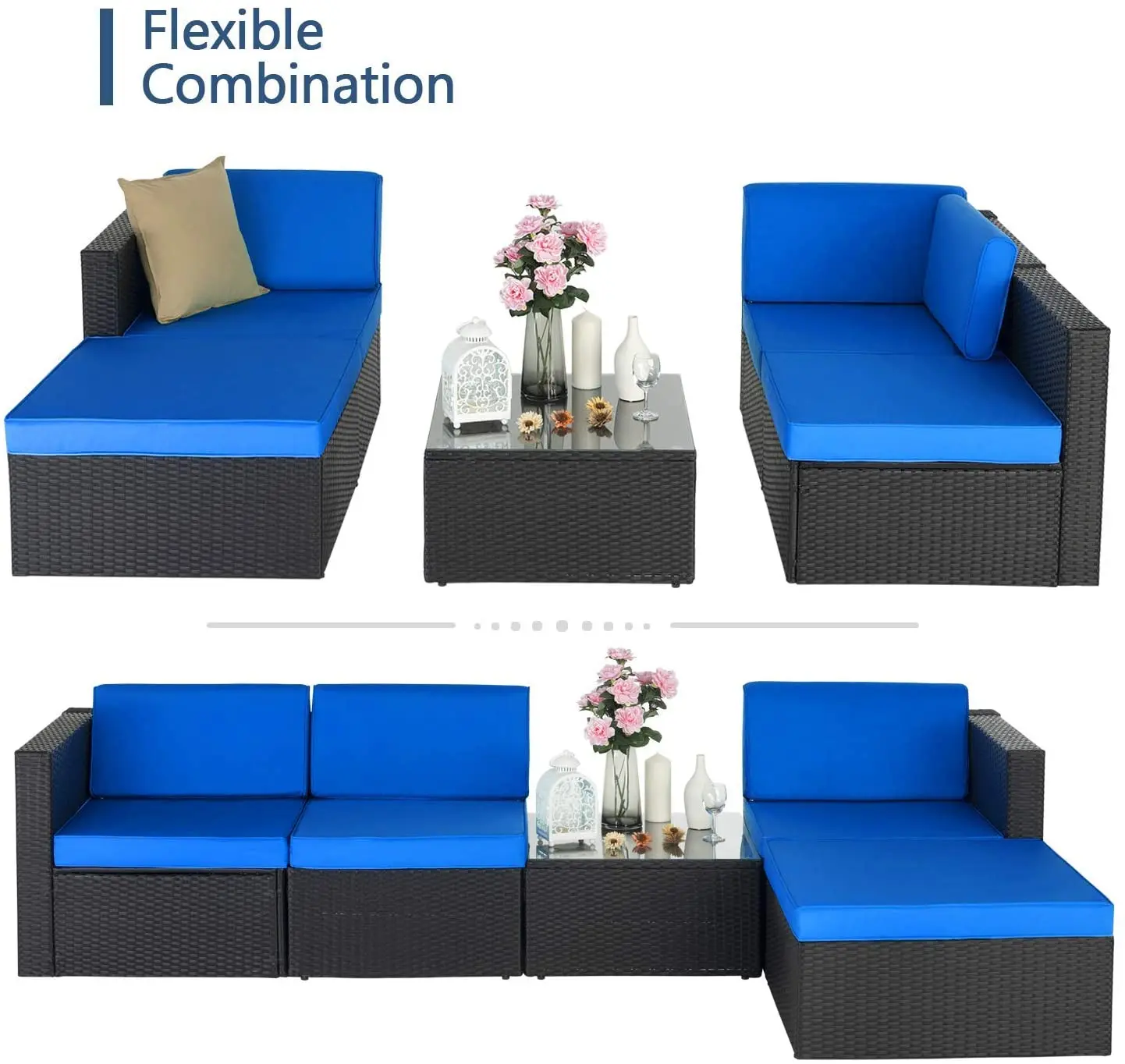 Rattan Corner Sofa Set Indoor Outdoor Wicker Sets Balcony Garden Patio