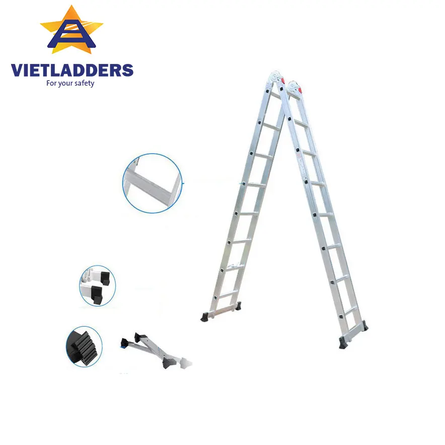 High Quality 2 In 1 Aluminum Folding Ladder 2x9 Steps Expertly Crafted ...