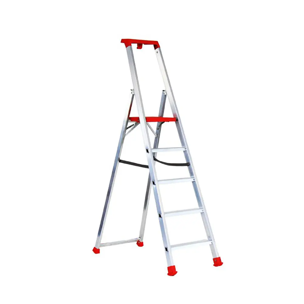 High Performance Aluminium Folding Ladder With Platform And Guardrail Made In Italy For