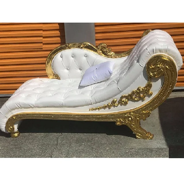 white and gold chaise