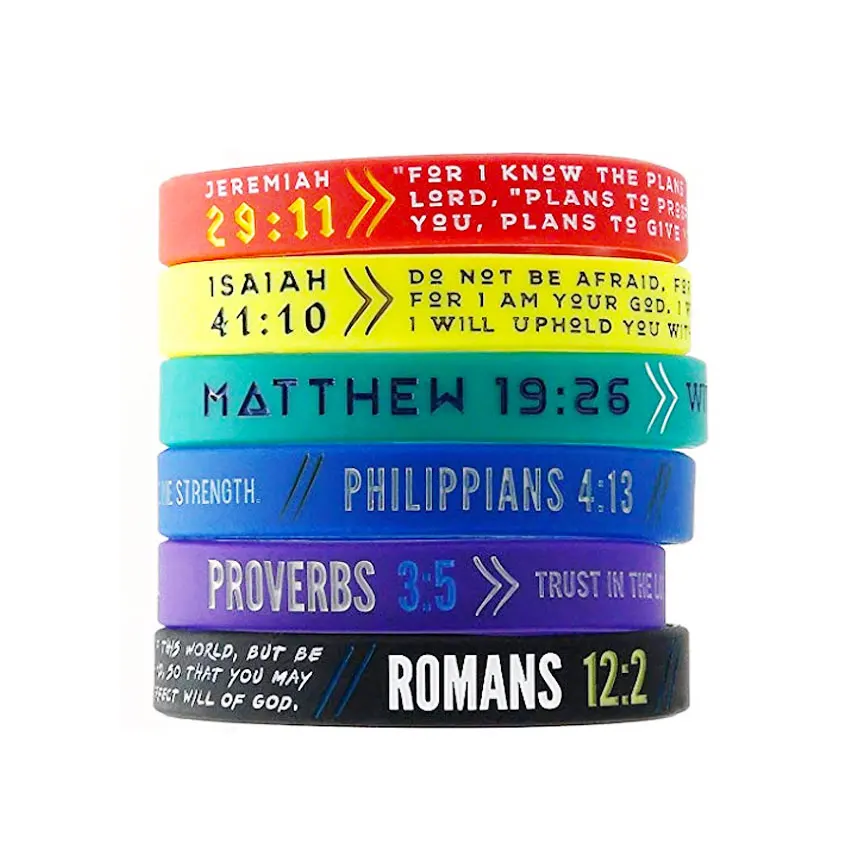 Wholesale Custom Logo Printed Silicone Christian Bracelets Religious