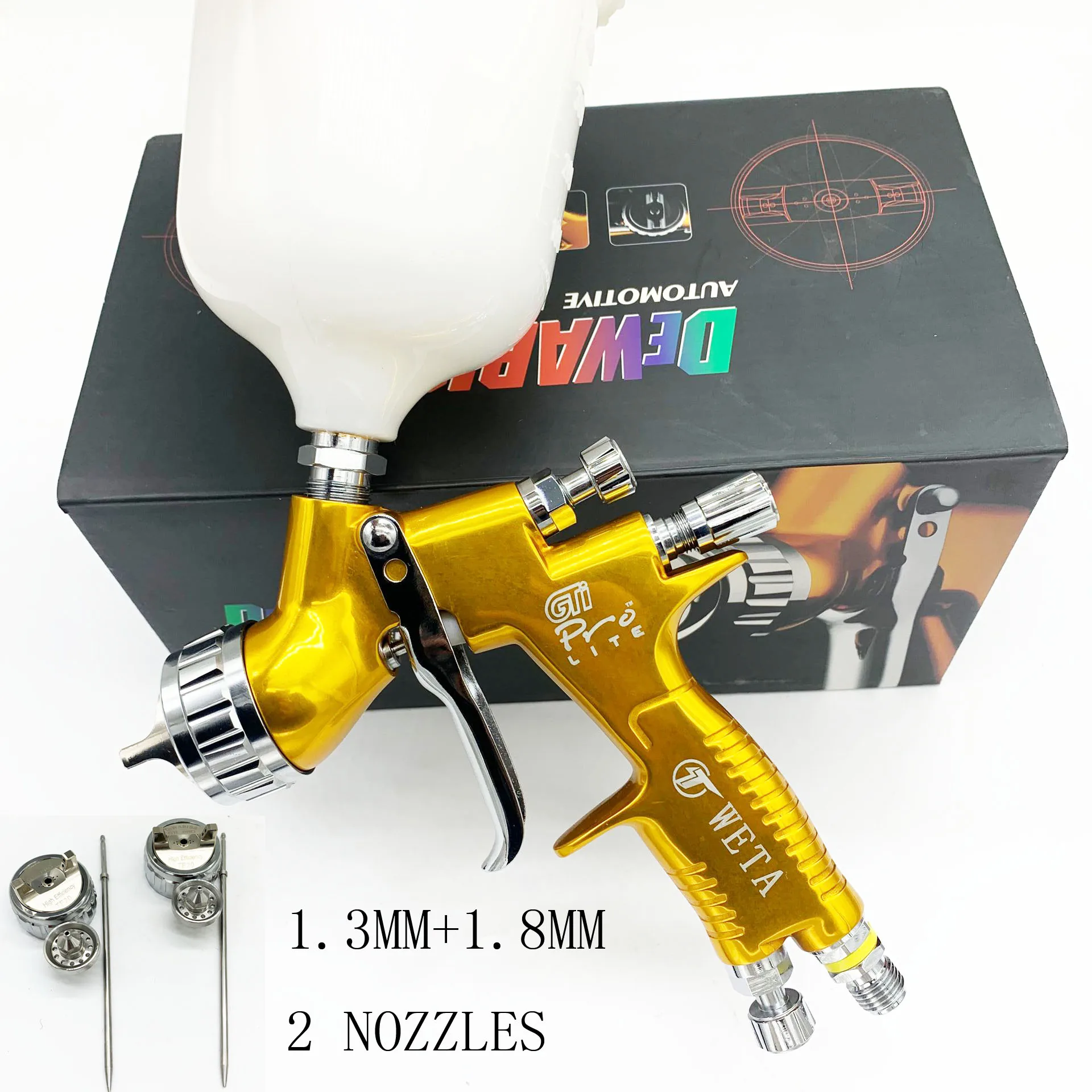 1 Pcs 600ml For Devilbiss GTI T110 Pro Spray Gun 1.3mm Nozzle Car Paint Gun Tool 
