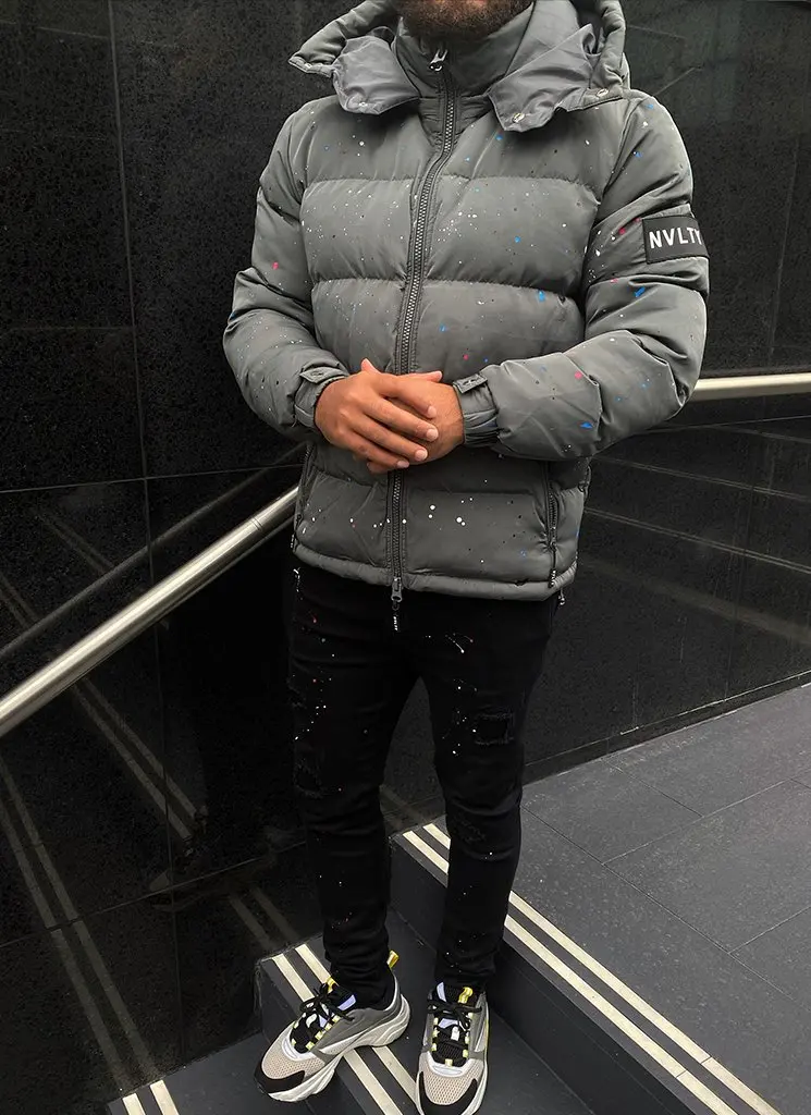 Puffer Jacket Zipper Wholesale Paint Puffer Jacket Grey Winter