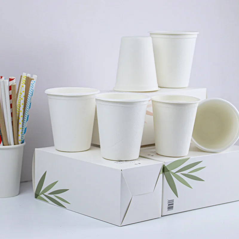 Cold Cups Emboss Logo Compostalbe Paper Cpla Soup Sugarcane Disposable Cup Lid