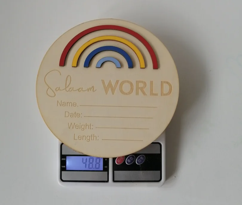 Newborn Hello World Birth Announcements Baby Wooden 3d Rainbow ...