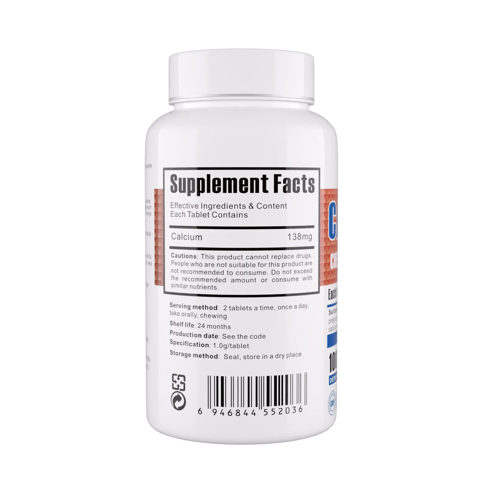 Оптовая цена, кальциевые таблетки с индивидуальной этикеткой bottl