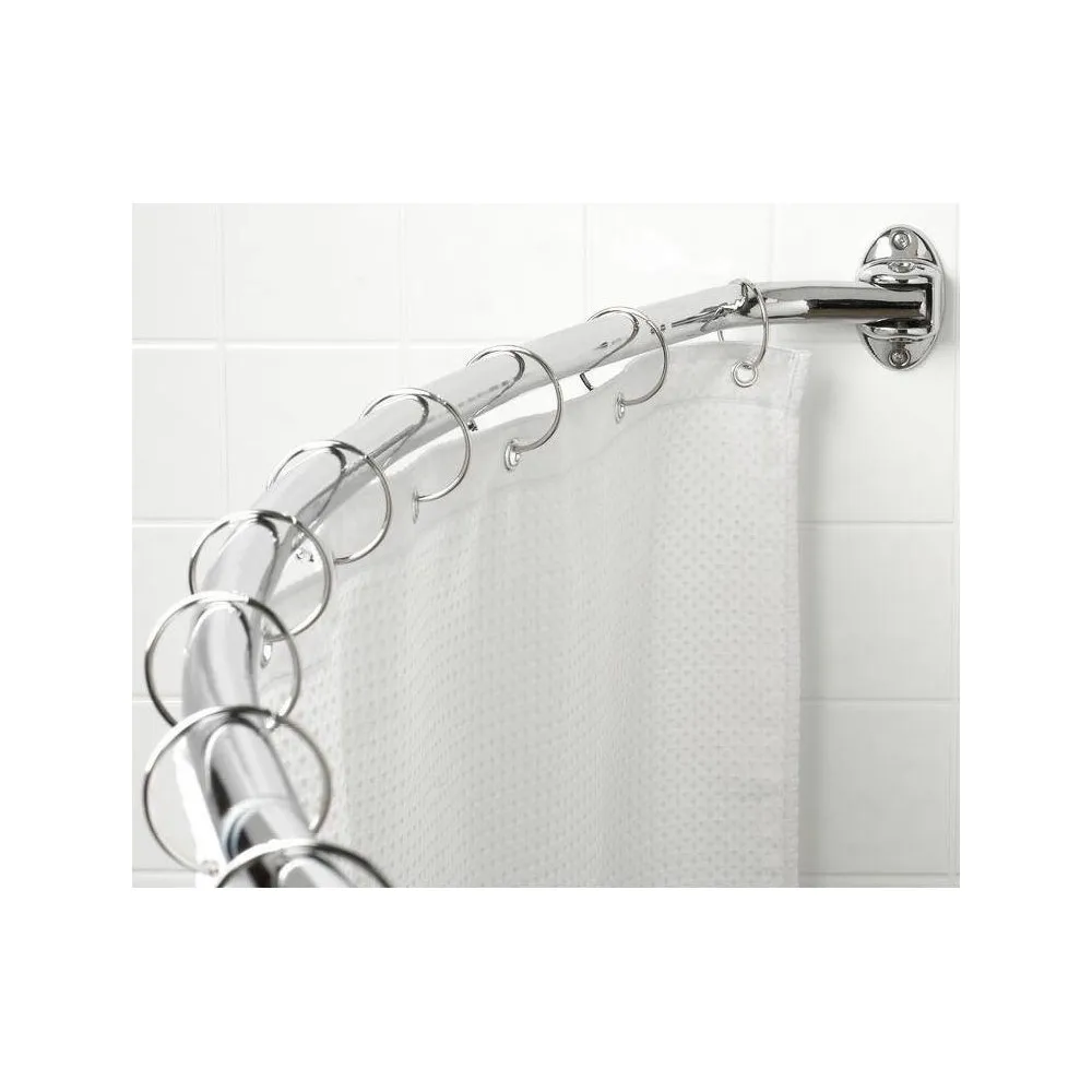 Round shower curtain rod for quarter-circle bathtub, stainless steel black  or white.