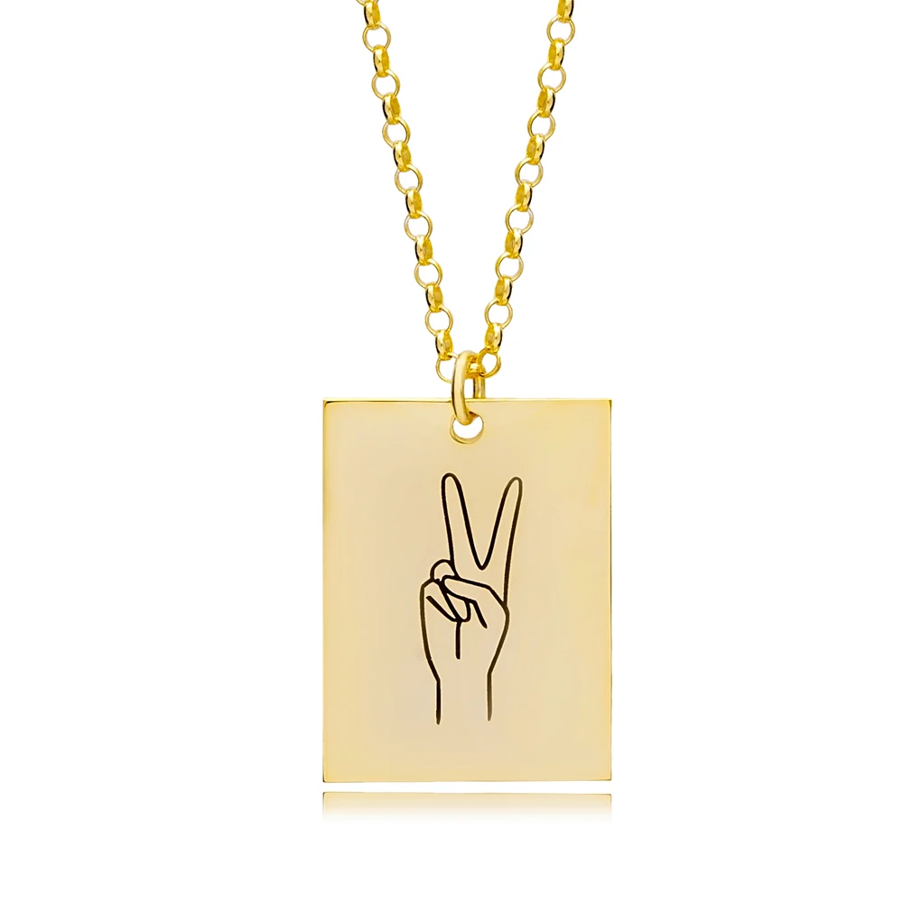 Pendentif Signe De La Paix En Argent 925 Avec CZ - Chaîne Incluse 16 Pouces - Neuf Avec étiquettes