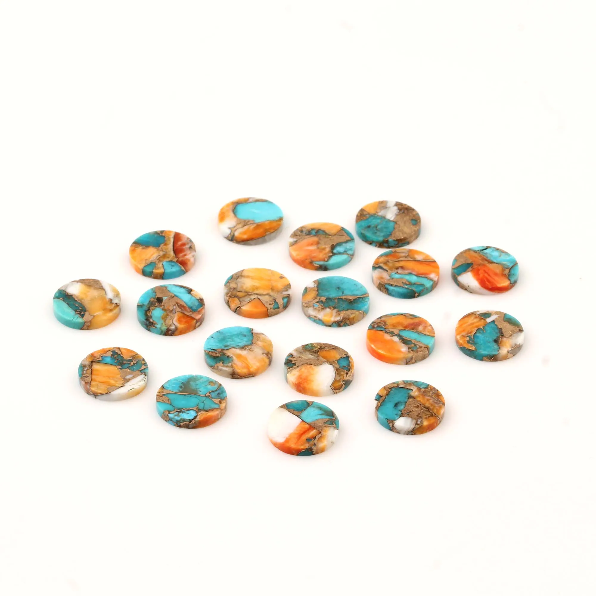 Best Quality 12mm Natural Flat Coin Spiny Oyster Mohave Copper