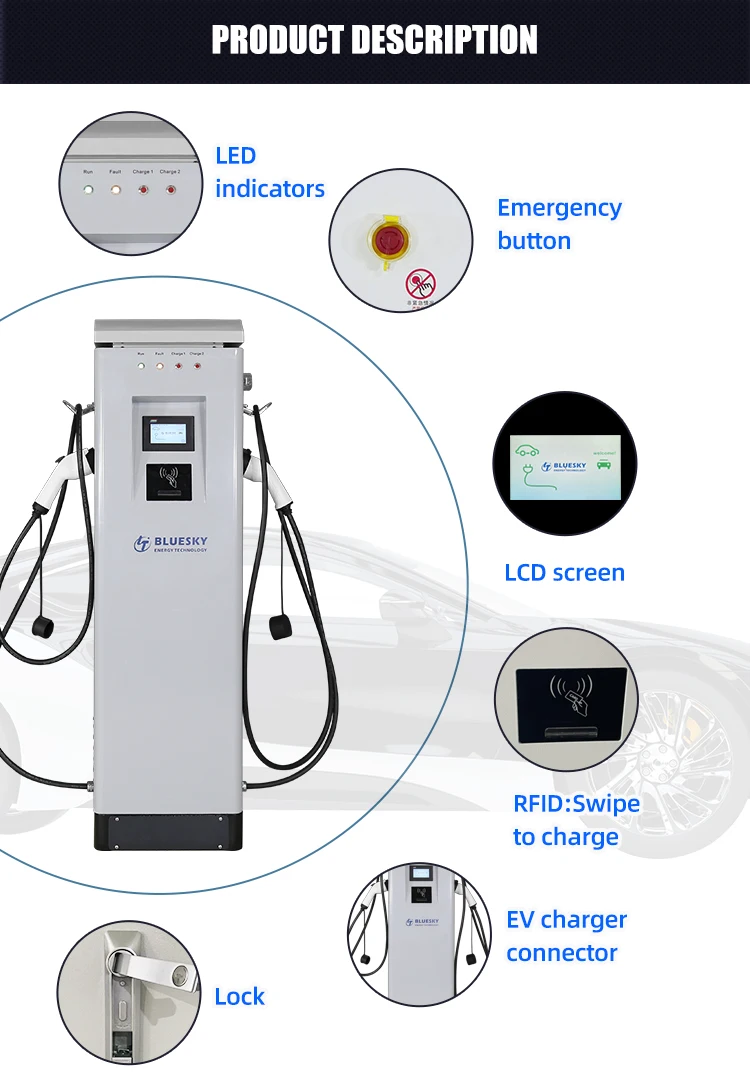 Bluesky 44kw Ac Ev Charger Car Charging Station Floor-mounted Pos ...