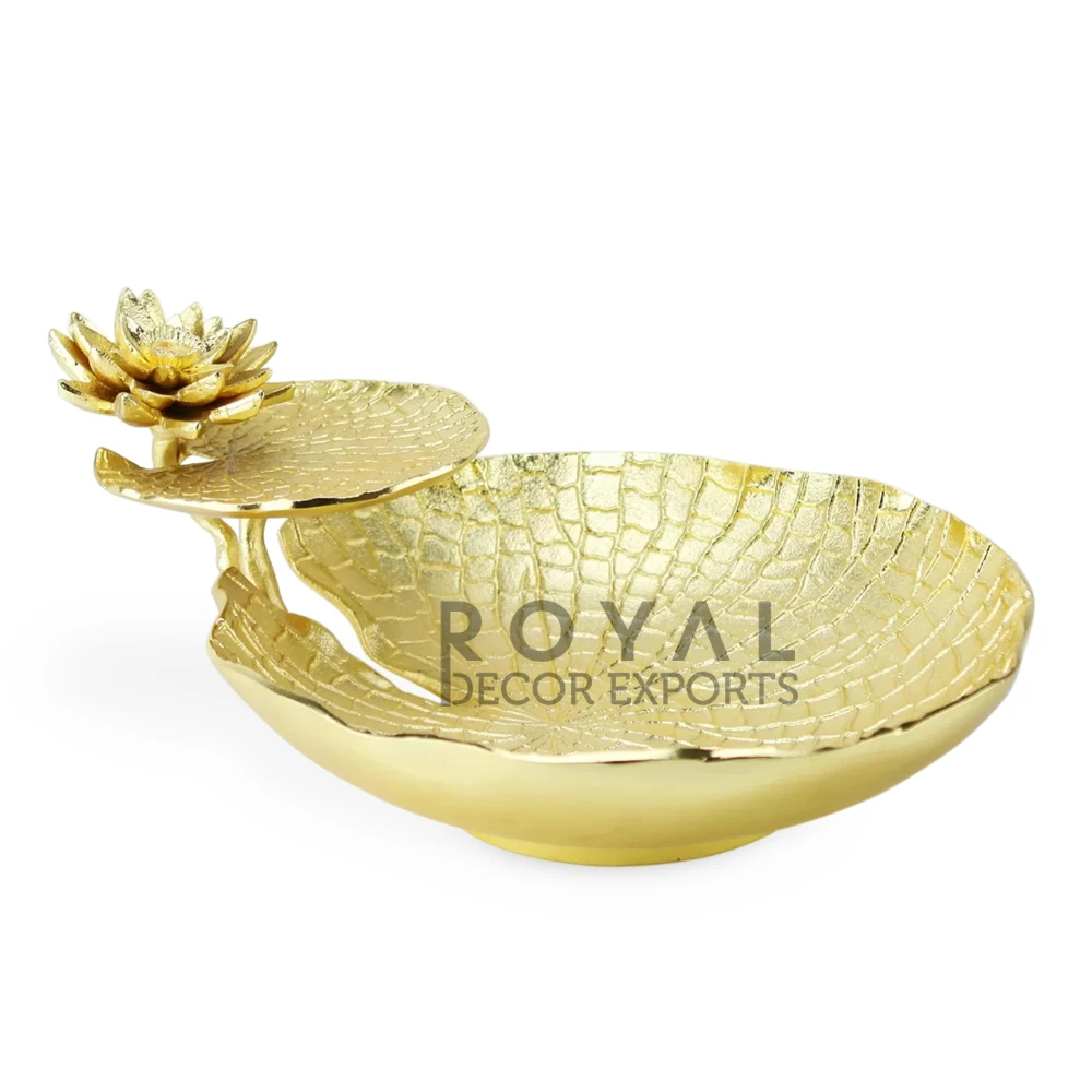 Metal Decorative Bowl Gold Plated Antique Metal Luxury Fancy Designer