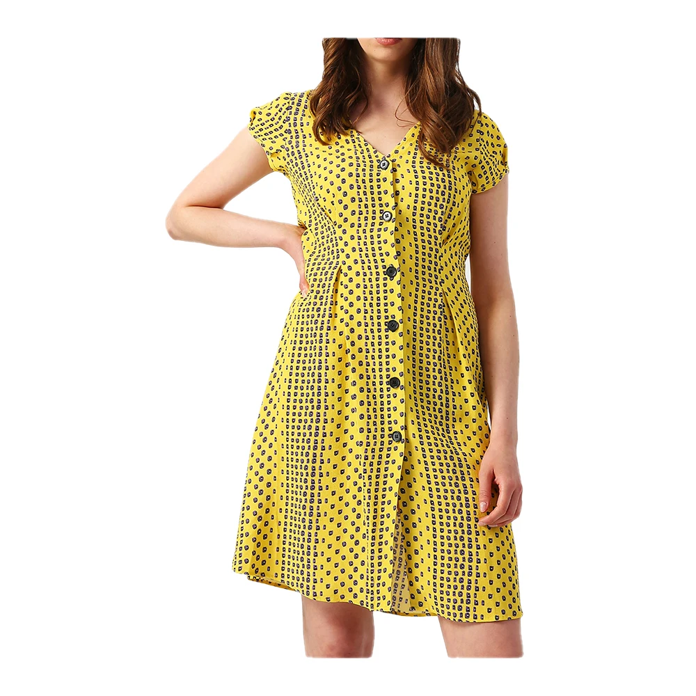 New Season Yellow Pattern High Quality Women S Dress Buy Dresses Women Lady Knee Length Dress Long Sleeve One Piece Dress Women Fashion Casual Dress Party Dress Fancy Dress Maxi