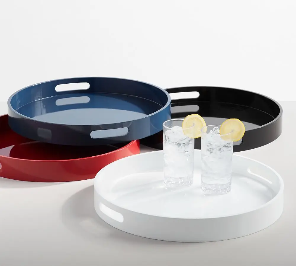 White Wave Pattern Lacquer Tray Serving Cheapest Products Wholesale