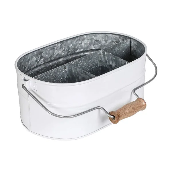 4 Section Metal Iron Oval Shaped Utensil Caddy Kitchen Counter Metal