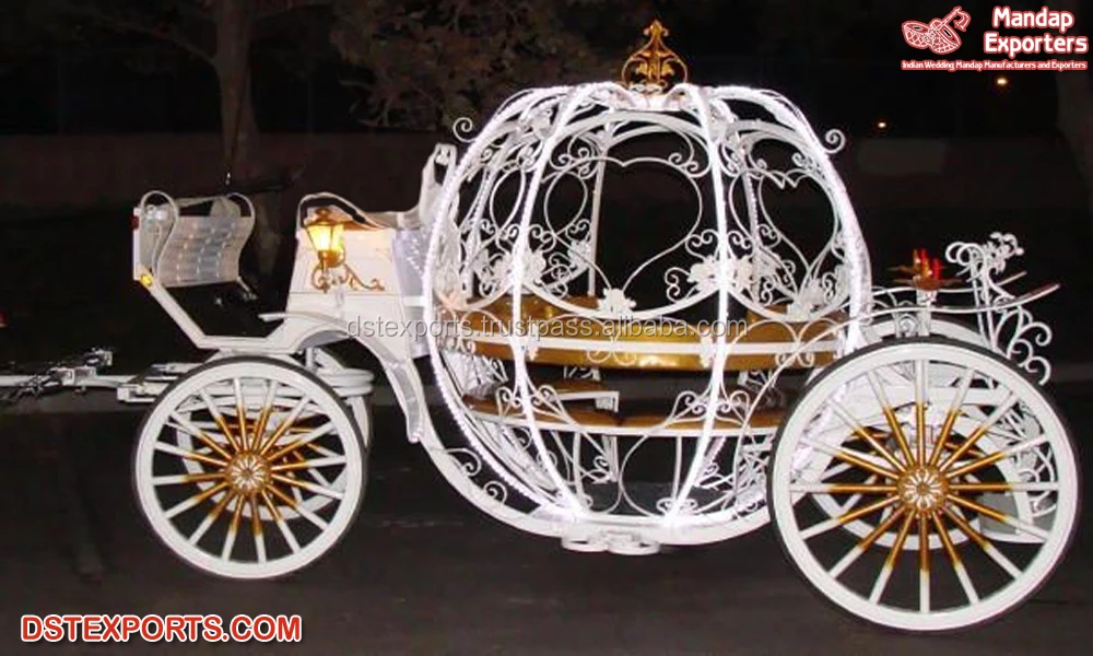 Cinderella Kids Touring Horse Carriage Pumpkin Hollow Cart Wood Metal Construction Modern Design Lightweight for Decoration Usa