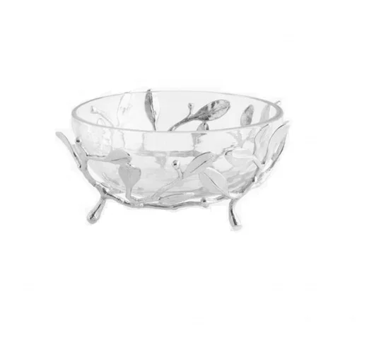 Fancy Glass Bowl With Metal Footed Stand Buy Fancy Glass Bowl With