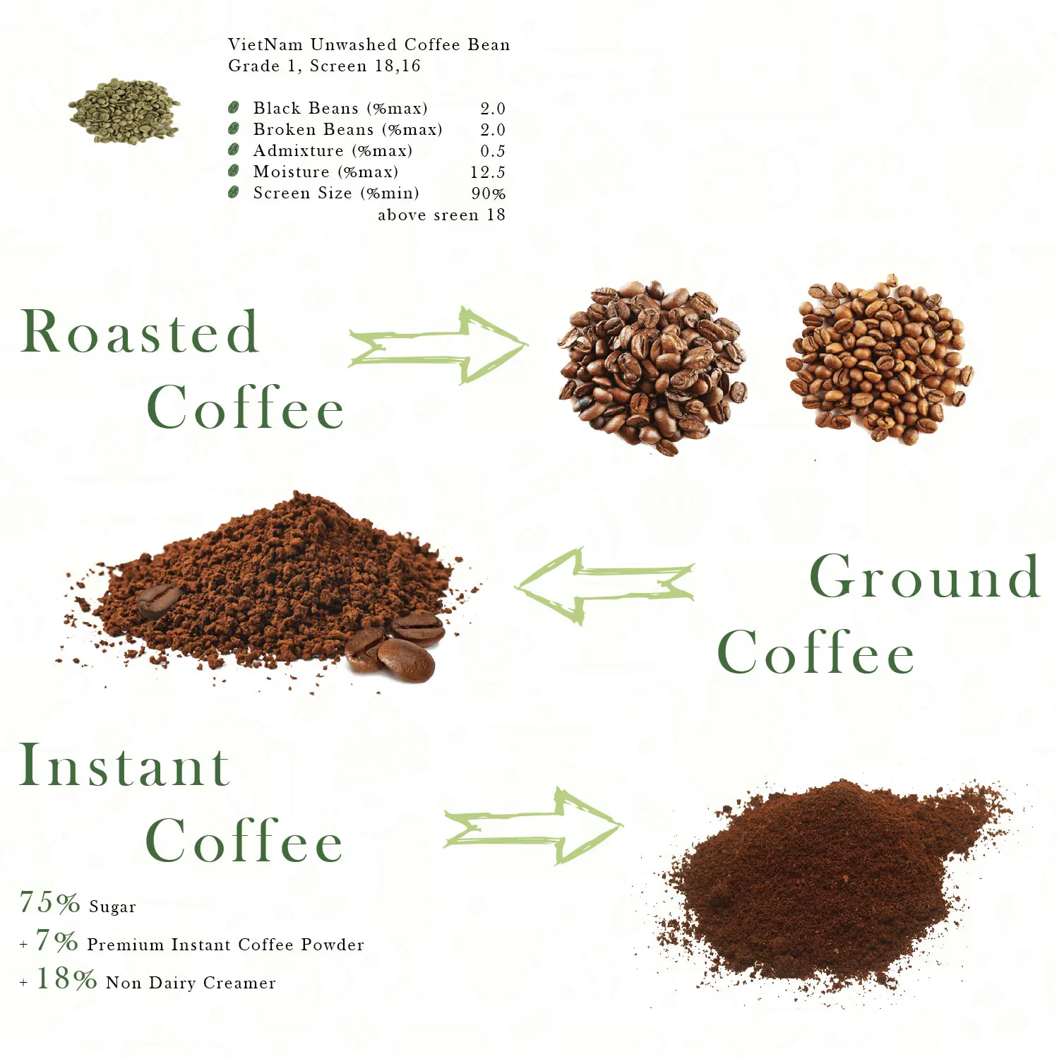 Coffee Wholesale Coffe Floured Coffee Bean Private Label Healthy Drink Green Coffee Bean