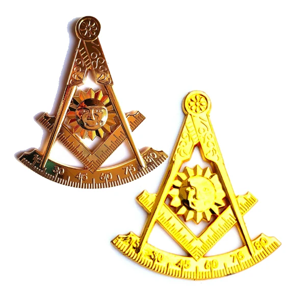 Новинка автомобильная золотая эмблема Masonic last Master 3 дюйма литый под давлением воротник квадратный камень и компас серебристый с