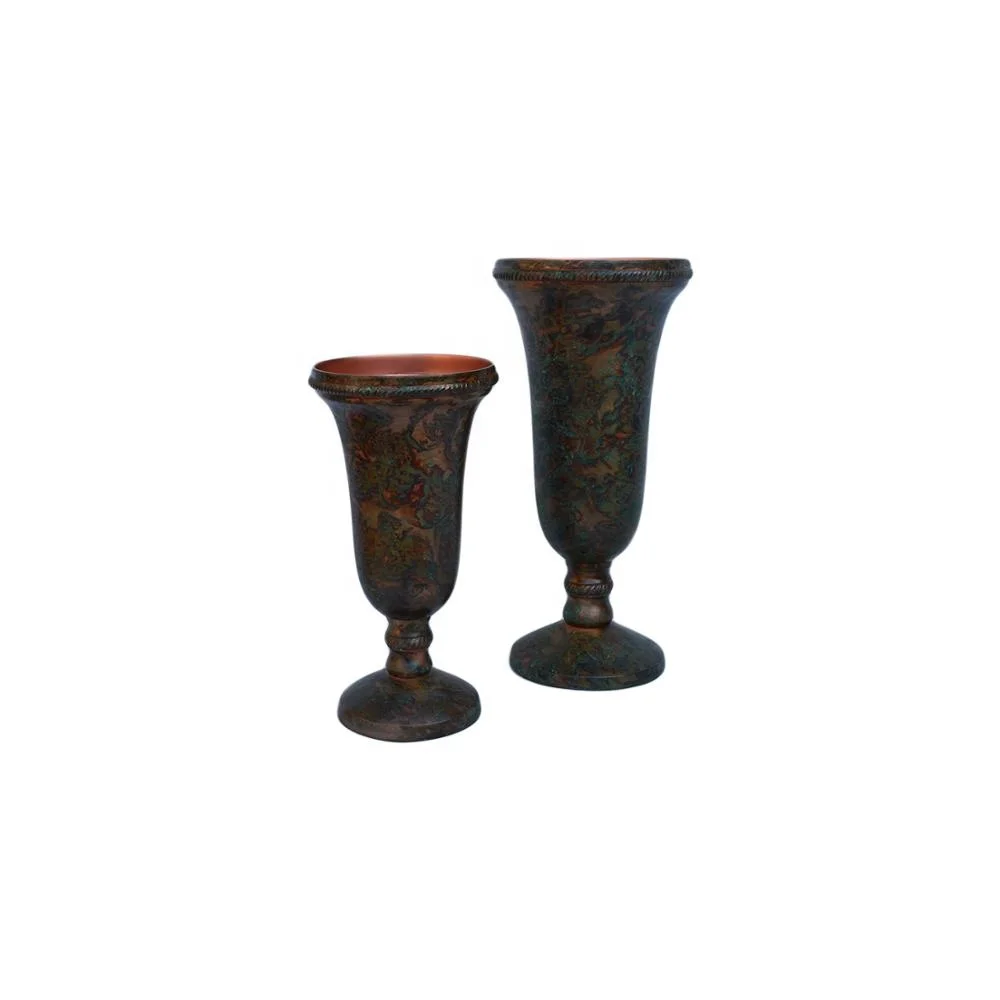 Набор из двух цветочных ваз в винтажном стиле хорошего качества разноцветные и латунные декоративные вазы под