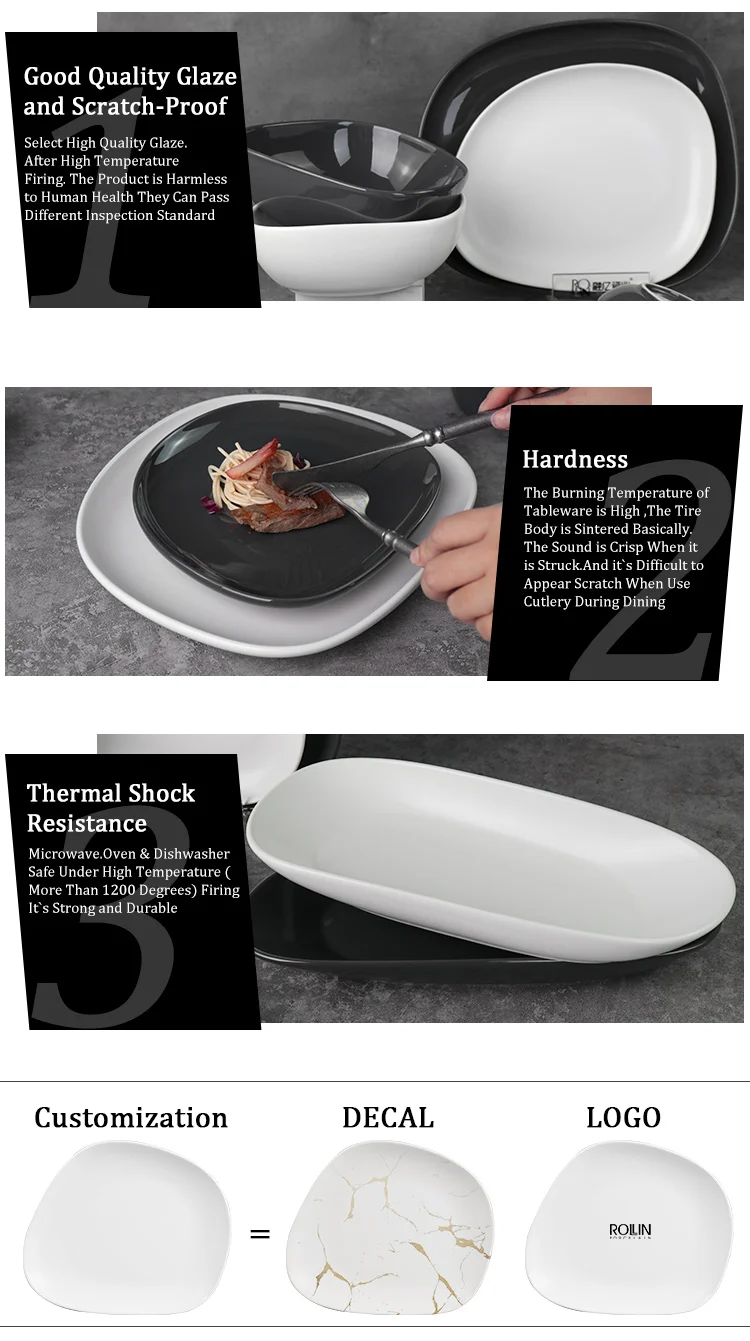 New Design Plates Sets Dinnerware Thick Dishware Unique Shape