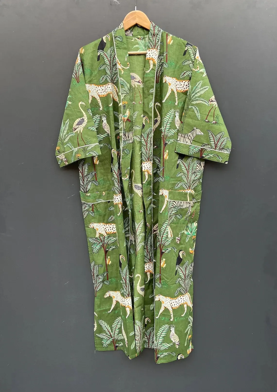 Cotton Robes Beach Kimonos Animal Printed Boho Shower Kimonos Robes