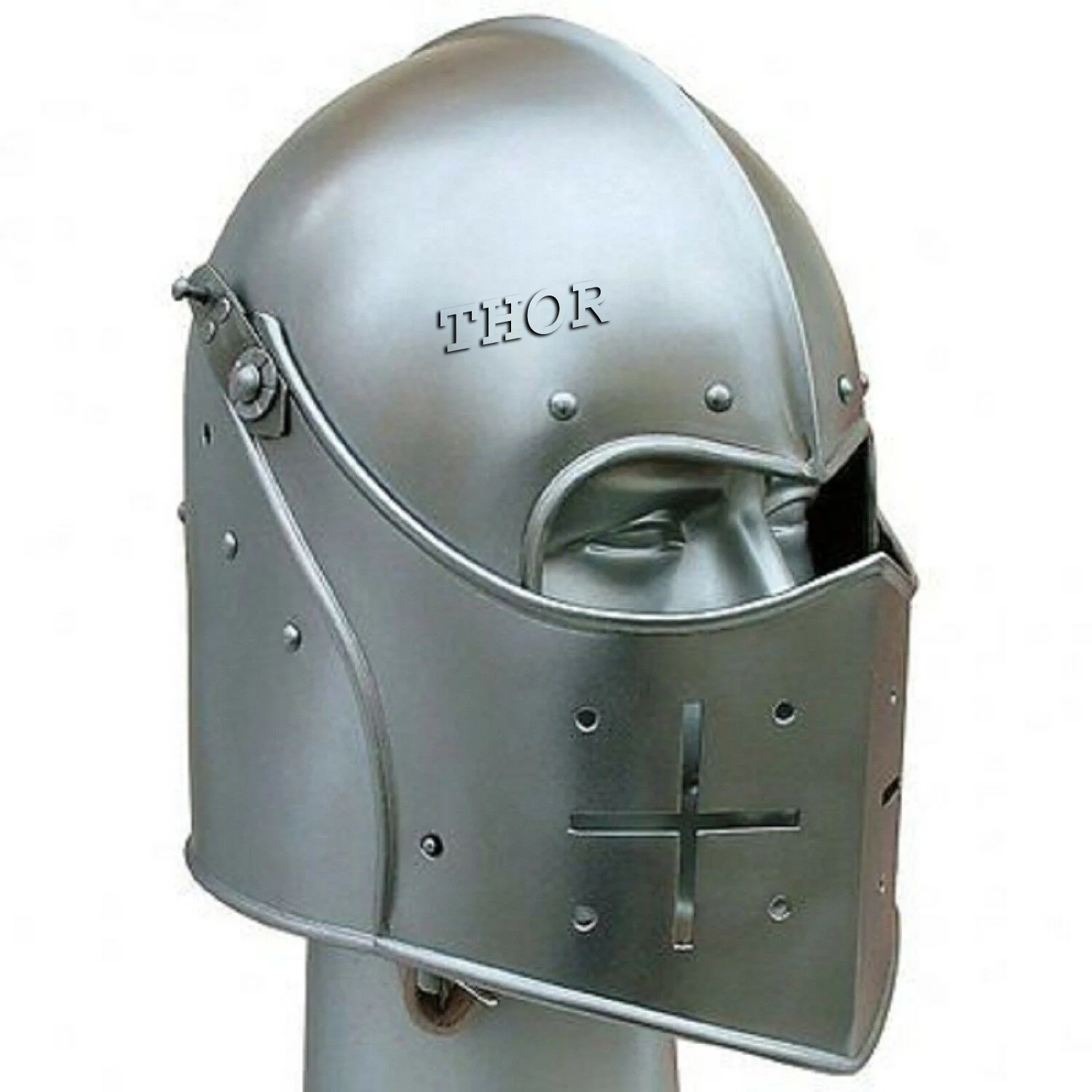 Medieval Armor Helmet 18 Gauge Steel Knight Templar Visor  Helmet