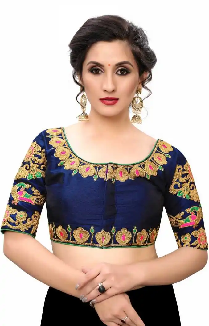 New Model Designer Embroidered Work Festival Wear Regular Fit Plus Size Fully Stitched Party Wear Sari Blouse Piece Indian Women Garment