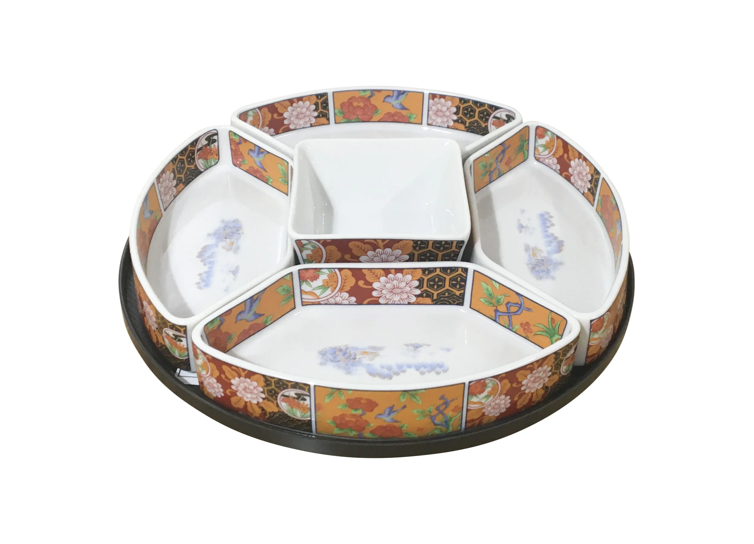 Lazy Susan Turntable Rotating Plastic Tray With Ceramic Plates Made In