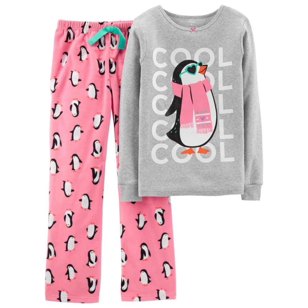 Suplove Girls and Boy Letters Cartoon 100% Cotton Kids Clothes Pajamas Sets