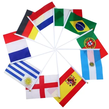 Factory Wholesale Polyester 20x30cm World Cup Race Driver Waving Flag Custom Argentina Rio Messi Hand Flag