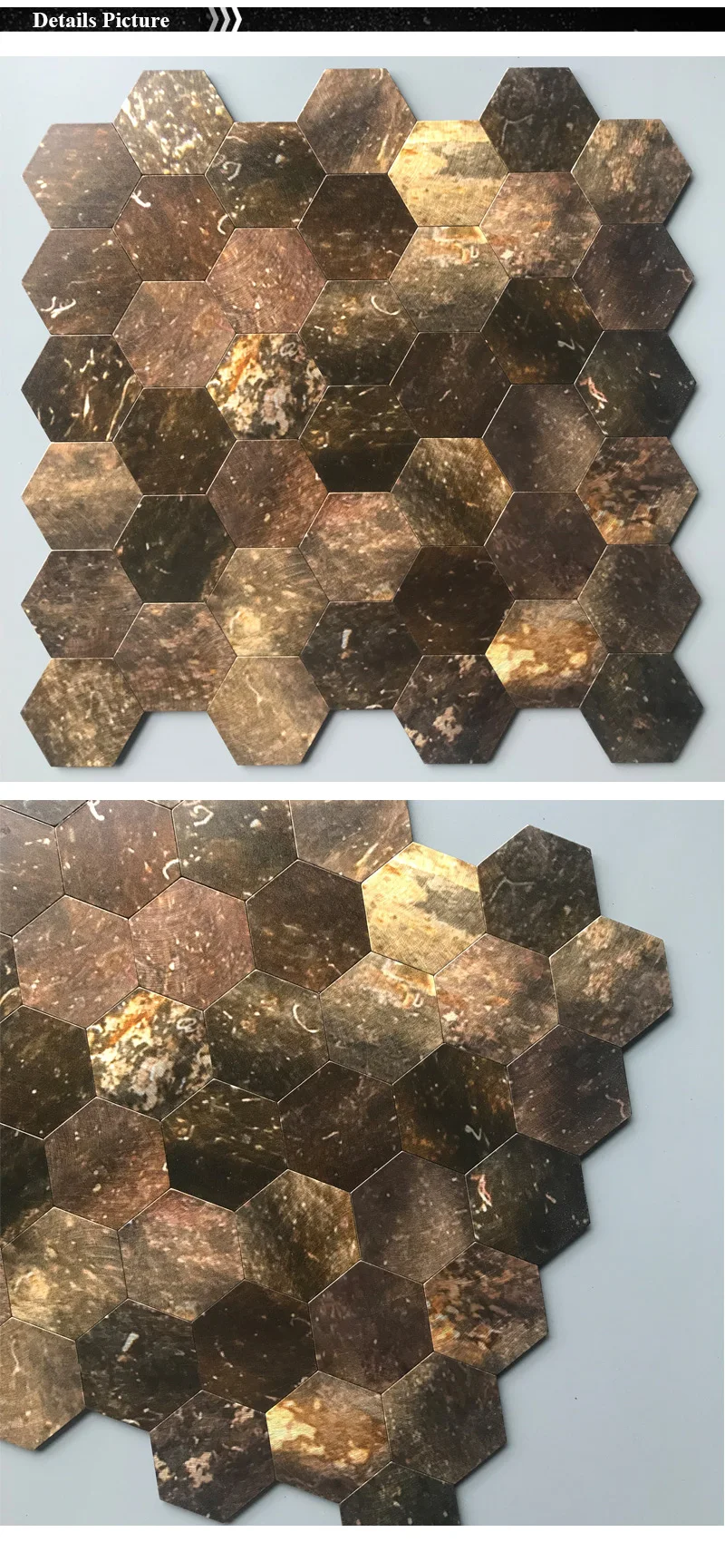 hexagon pvc waterproof self adhesive backsplash mosaic wall tiles sticker