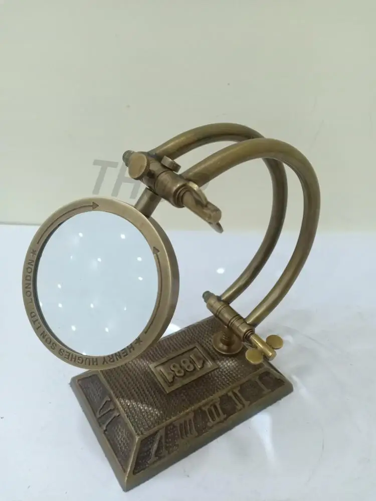 Antique 1900s Victorian Magnifying Glass on Adjustable Brass Stand — Relics  Antiques