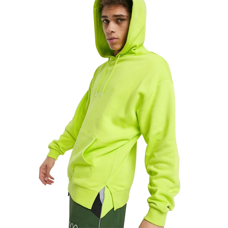 Fluorescent Lime Green Hoodie Custom Men's Oversized Sweatshirt Private ...