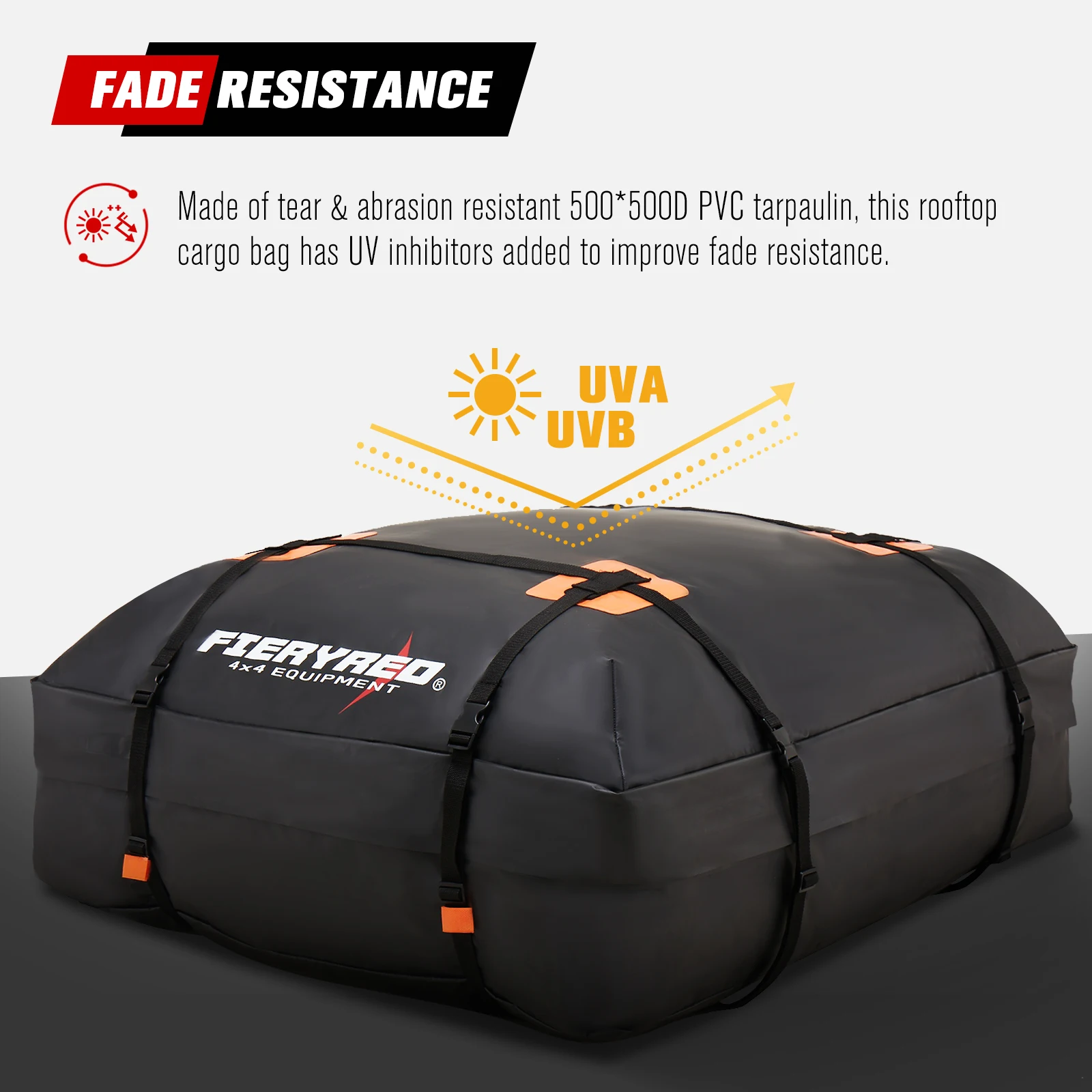 
Fieryred 15 Cubic Feet Waterproof Rooftop Bag Travel Storage Luggage Bag Soft Car Roof Bag Cargo Carrier 