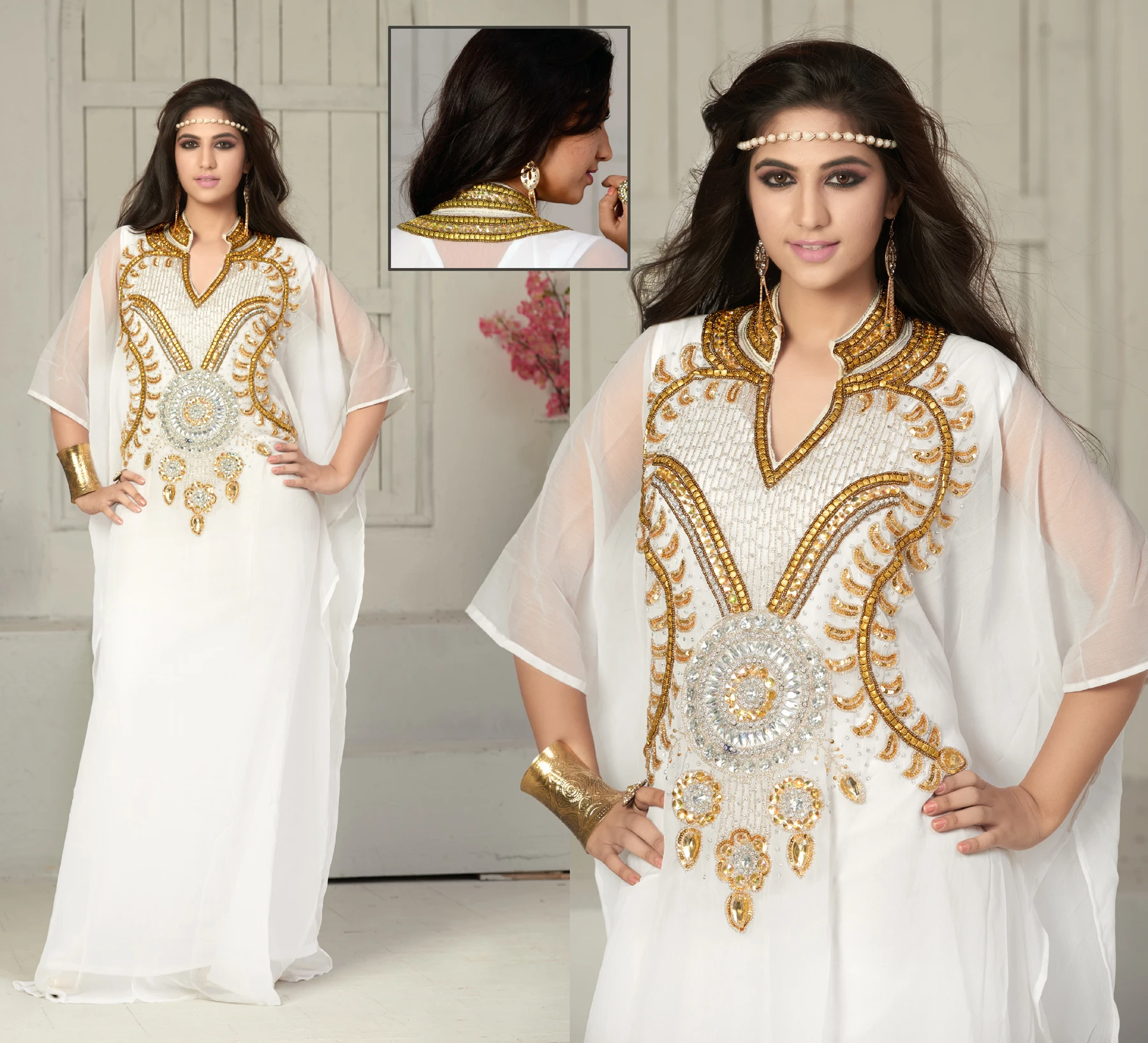 white wedding kaftan