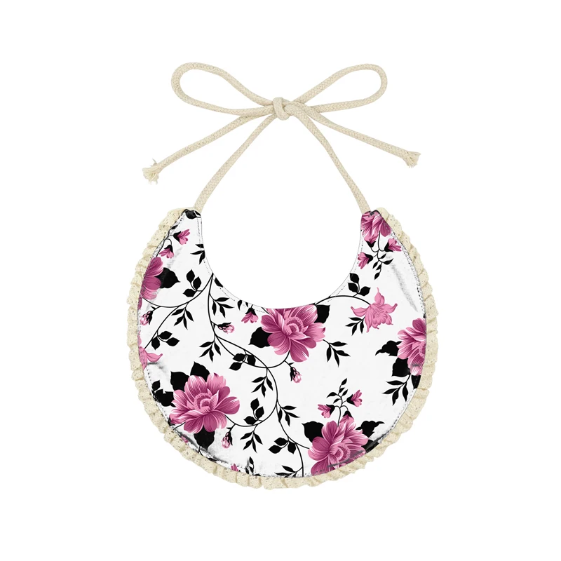 Оптовая продажа, недорогие нагрудники из матового молочного шелка с цветным цветочным узором, новые детские нагрудники-банданы