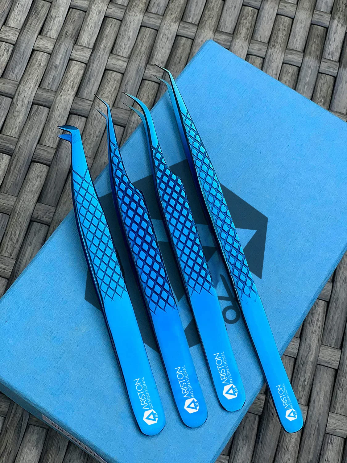 OEM дизайн набор из 4 пинцетов для наращивания ресниц с алмазным захватом-японские стальные инструменты для наращивания ресниц