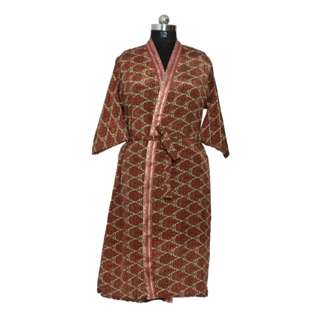 Indian Silk Sari Kimono Beautiful Floral Print Silk Sari Kimono robe Handmade Patchwork Night Gown Women/'S Beach Wear Dress