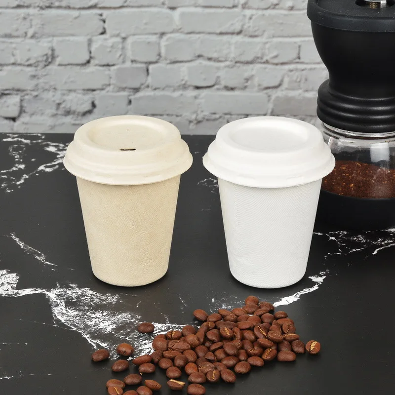Paper Cover Biodegradable Lids 80mm For To Go Drinks Compostable Eco Hot Drink Bagasse Cup Flat Lid