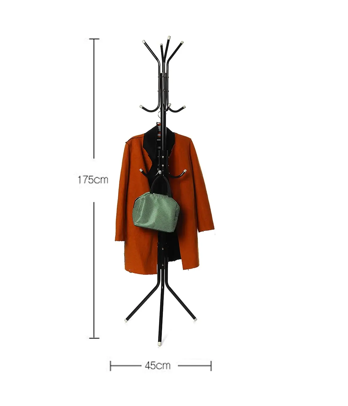 Coat Rack with 12 Hooks 5.6ft Clothes Metal Hanger Easy Assembly Hat Free Standing Stand for