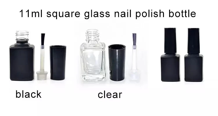 wholesale nail polish bottle with brush Nail polish bottle black red yellow UV Gel polish bottle set details